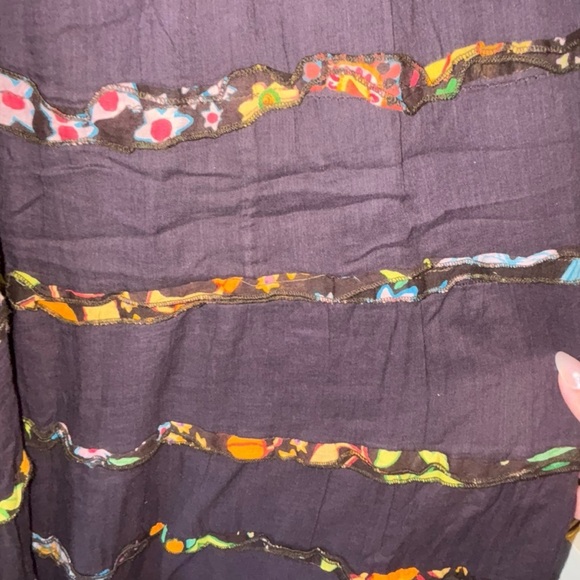 Kaktus Black and Multicolor Tiered Maxi Skirt - Picture 3 of 11